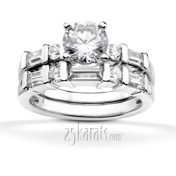 14K white gold Baguette and Round Diamond Engagement Ring (0.42ct. tw.) - alternate view 5