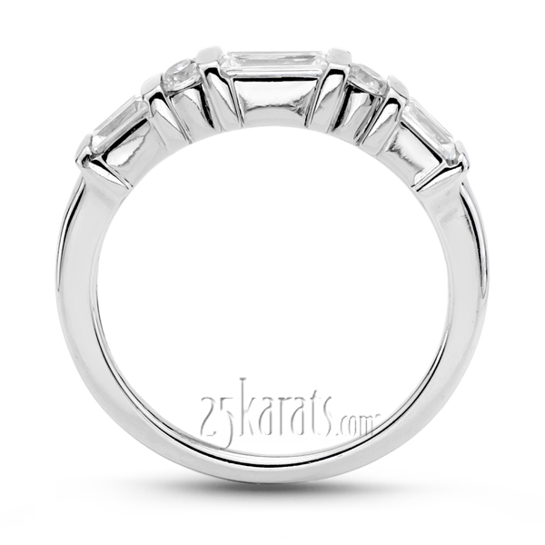 14K white gold Round and Baguette Combination Bar Set Diamond Bridal Ring (0.60 ct. tw.) - main view
