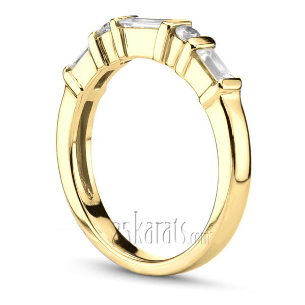 14K white gold Round and Baguette Combination Bar Set Diamond Bridal Ring (0.60 ct. tw.) - alternate view 3