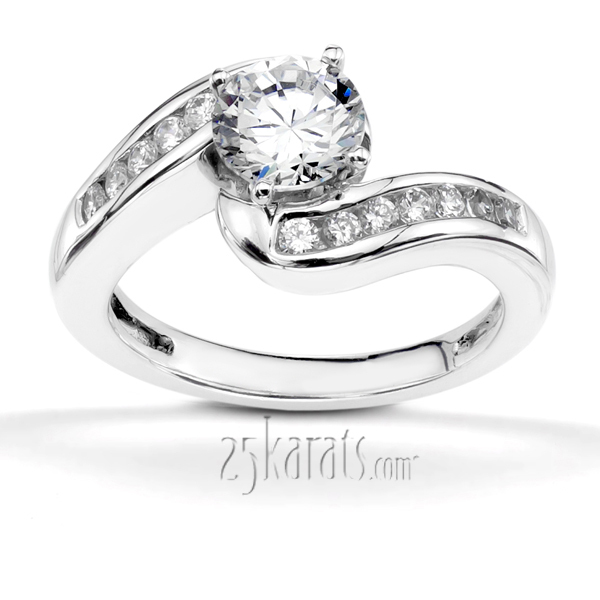 14K white gold By Pass Designer Channel Set Diamond Engagement Ring (0.28ct. tw.) - main view