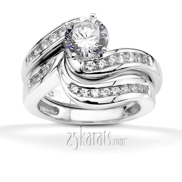 14K white gold By Pass Designer Channel Set Diamond Engagement Ring (0.28ct. tw.) - alternate view 5