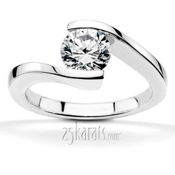 Round Cut Tension Set Solitaire Engagement Ring 