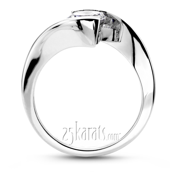 14K white gold Round Cut Tension Set Solitaire Engagement Ring - alternate view 3