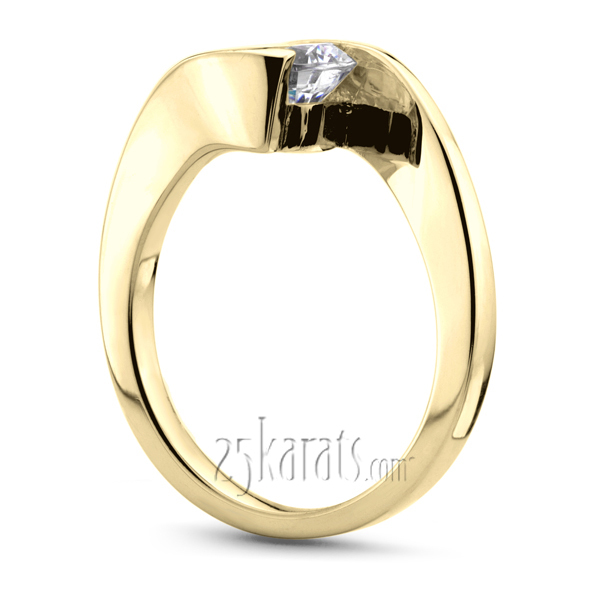 14K white gold Round Cut Tension Set Solitaire Engagement Ring - alternate view 4