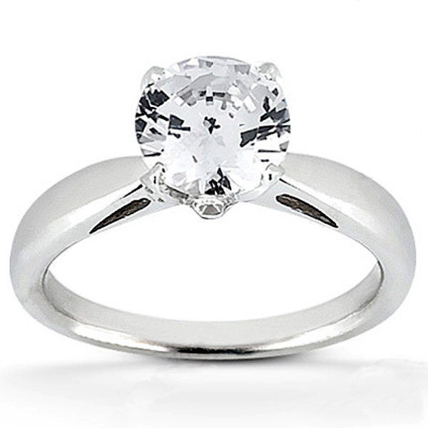 platinum Bead Set Head Diamond Engagement Ring - main view