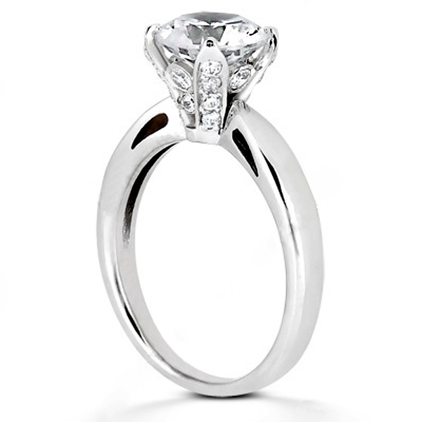 platinum Bead Set Head Diamond Engagement Ring - alternate view 2