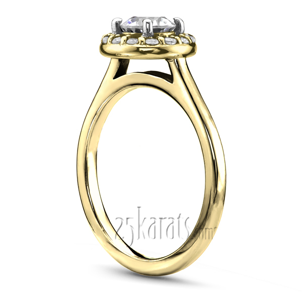 14K white gold Halo Style Bead Set Diamond Engagement Ring - alternate view 3
