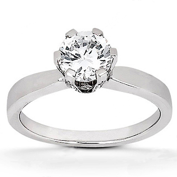 14K white gold 6-Prong Bead Set Head Diamond Engagement Ring (0.17 ct. tw.) - main view