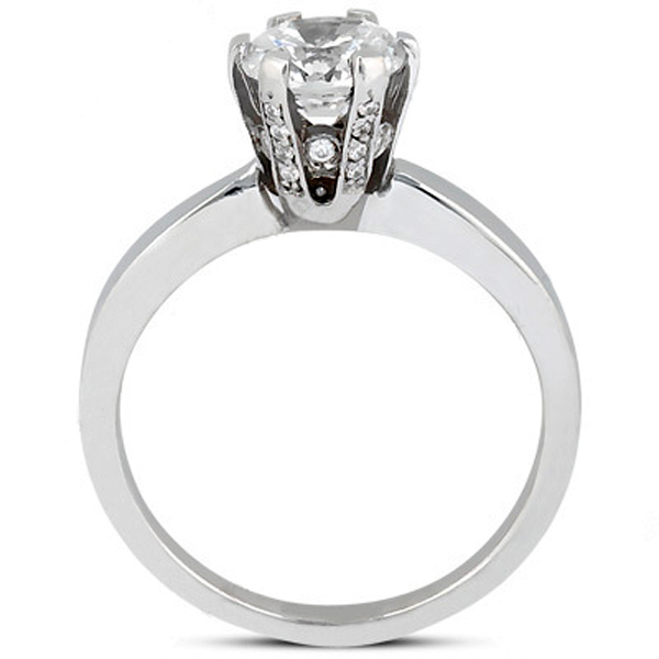 14K white gold 6-Prong Bead Set Head Diamond Engagement Ring (0.17 ct. tw.) - alternate view 2