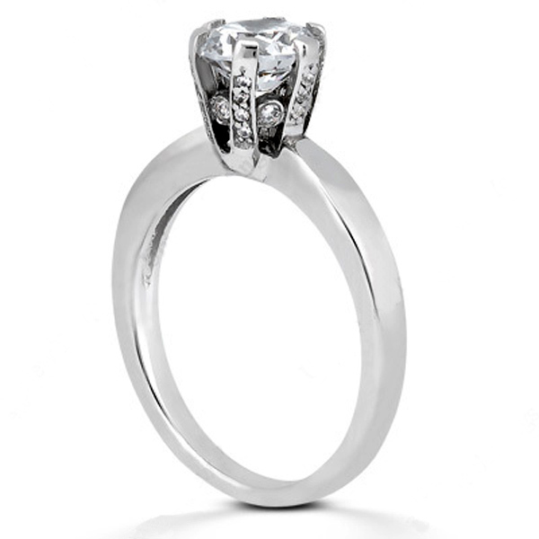 14K white gold 6-Prong Bead Set Head Diamond Engagement Ring (0.17 ct. tw.) - alternate view 3