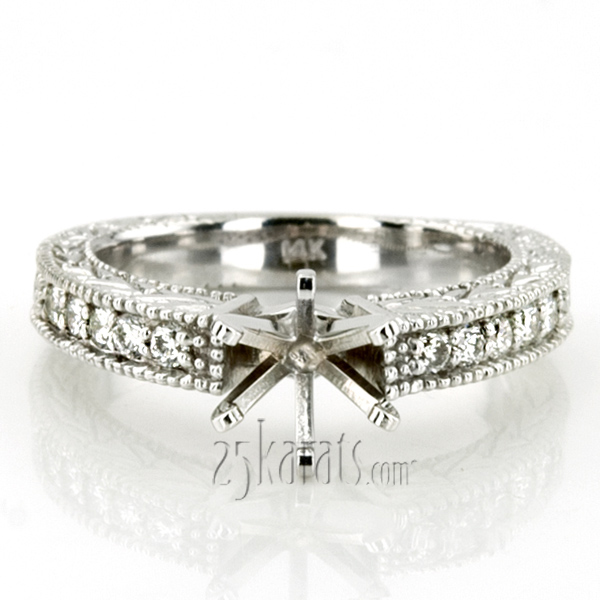 Antique Engraved Diamond Engagement Ring (0.20 ct. tw.) - view 2