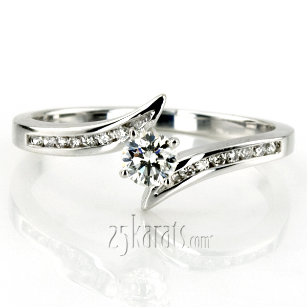 14K white gold Diamond Accented Channel Set Bridal Ring (0.10ct. tw.) - alternate view 29