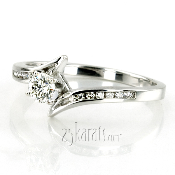 14K white gold Diamond Accented Channel Set Bridal Ring (0.10ct. tw.) - alternate view 30