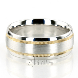 Carved Design Milgrain Wedding Ring