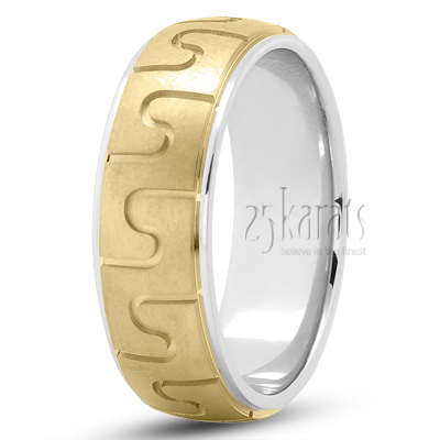 Modern Carved Design Wedding Band - view 4 thumbnail
