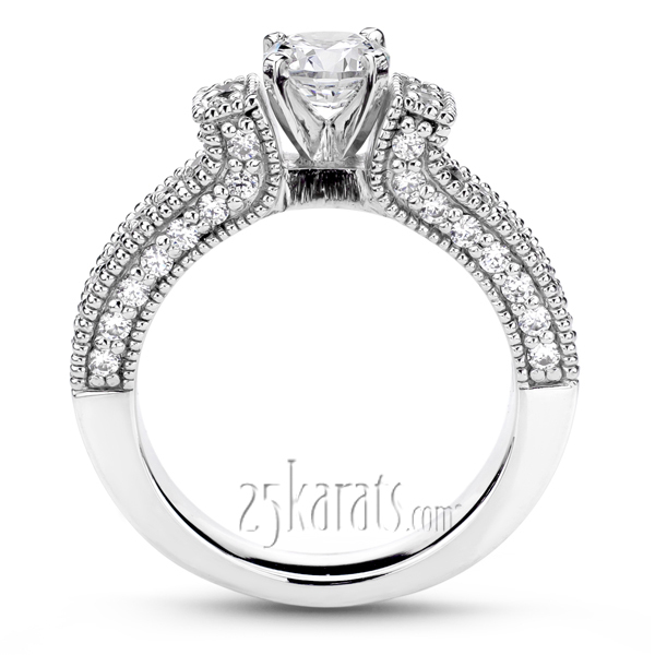 14K white gold Bead Set Diamond Engagement Ring (1.02 ct. tw.) - alternate view 3