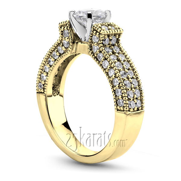 14K white gold Bead Set Diamond Engagement Ring (1.02 ct. tw.) - alternate view 4