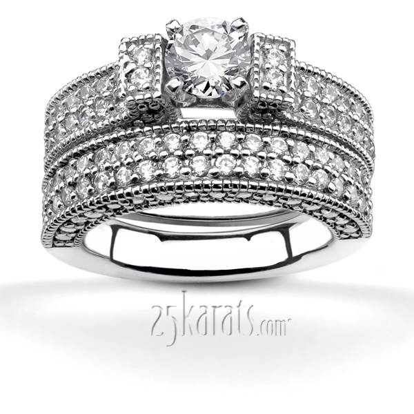 14K white gold Bead Set Diamond Engagement Ring (1.02 ct. tw.) - alternate view 5