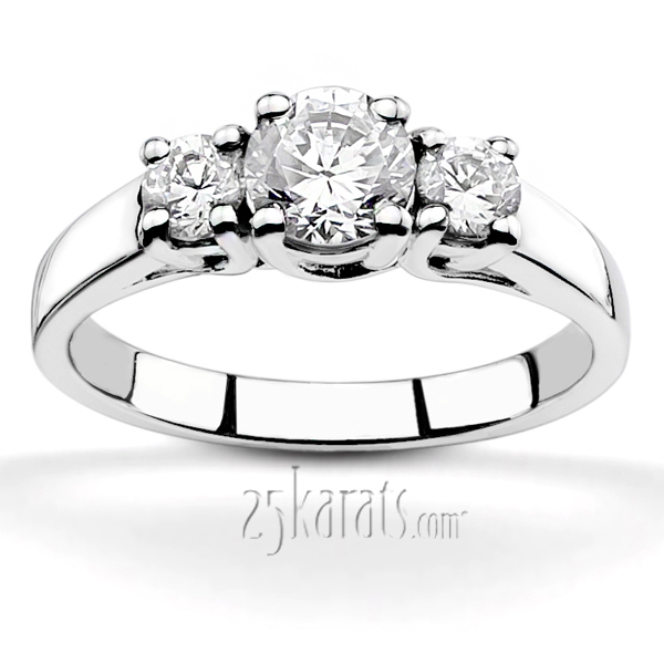 14K white gold Trellis Three Stone Diamond Engagement Ring (0.50 ct. tw.) - main view
