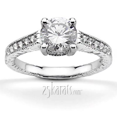 Round cut pave engagement ring