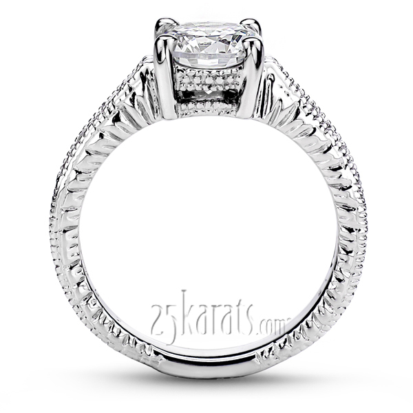 14K white gold Round Cut Antique Diamond Bridal Ring (0.15 ct. tw.) - alternate view 3