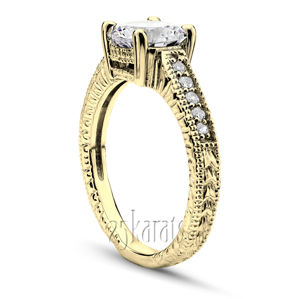 14K white gold Round Cut Antique Diamond Bridal Ring (0.15 ct. tw.) - alternate view 4