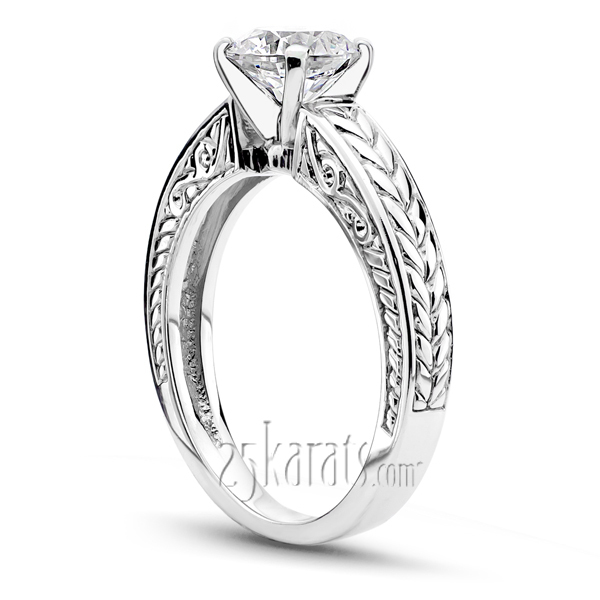 14K white gold Prong Set Solitaire Antique Diamond Engagement Ring - alternate view 23