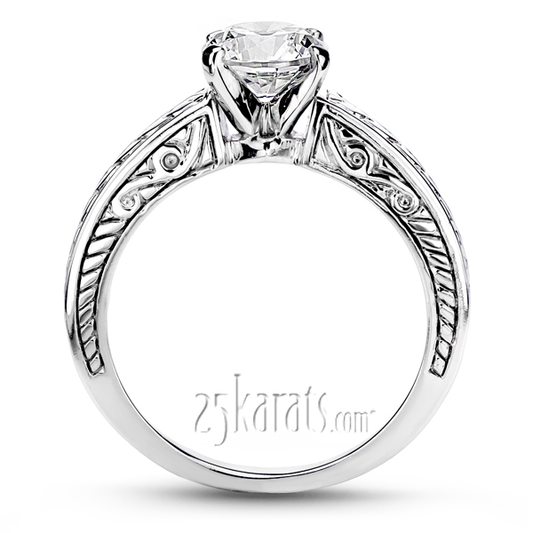 14K white gold Prong Set Solitaire Antique Diamond Engagement Ring - alternate view 24