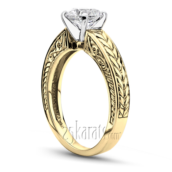 14K white gold Prong Set Solitaire Antique Diamond Engagement Ring - alternate view 25