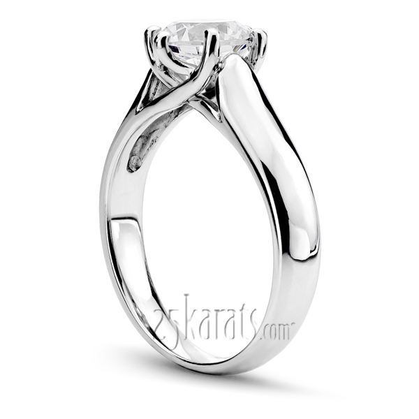 18K white gold Six Prong Round Cut Solitaire Diamond Engagement Ring - alternate view 2