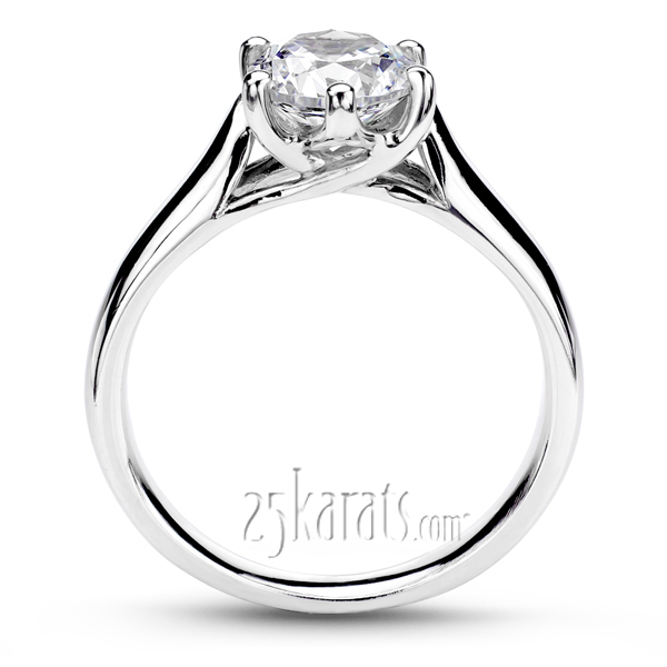 18K white gold Six Prong Round Cut Solitaire Diamond Engagement Ring - alternate view 3