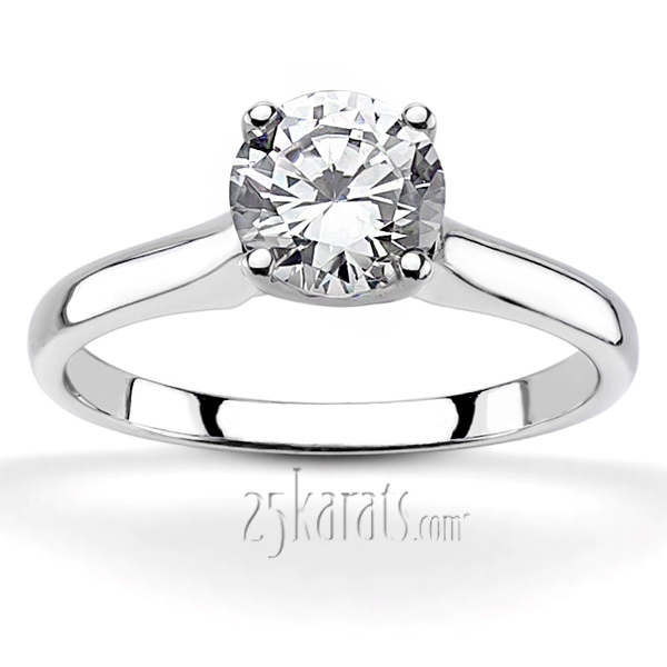 18K white gold Cathedral Style Solitaire Diamond Engagement Ring - alternate view 2