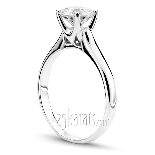 18K white gold Cathedral Style Solitaire Diamond Engagement Ring - alternate view 3