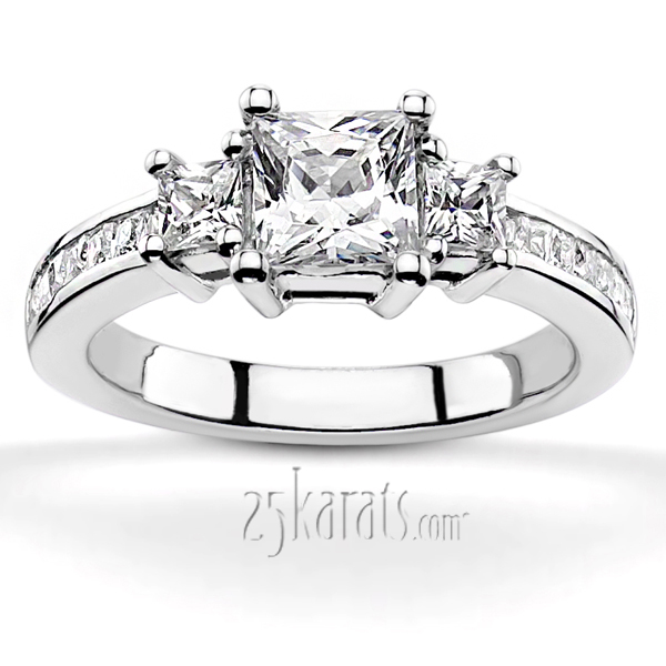 Three Stone Princess Diamond Engagement Ring (1.80 t.c.w.)