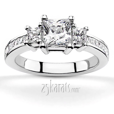 Three Stone Princess Diamond Engagement Ring (1.80 t.c.w.)