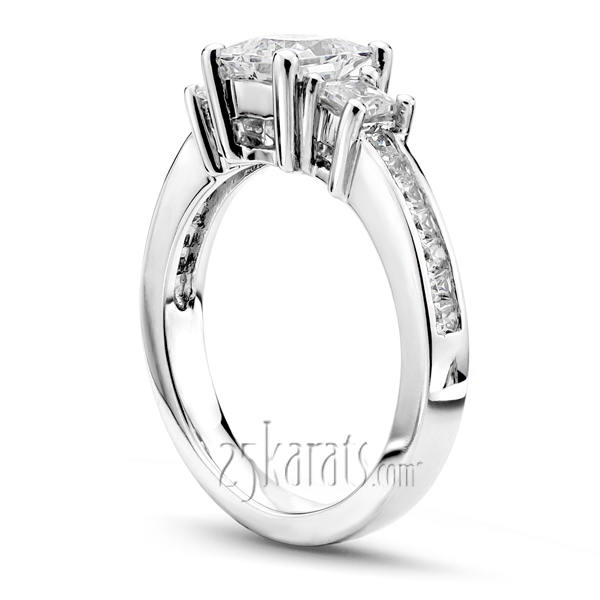 14K white gold Three Stone Princess Diamond Engagement Ring (1.80 t.c.w.) - alternate view 2