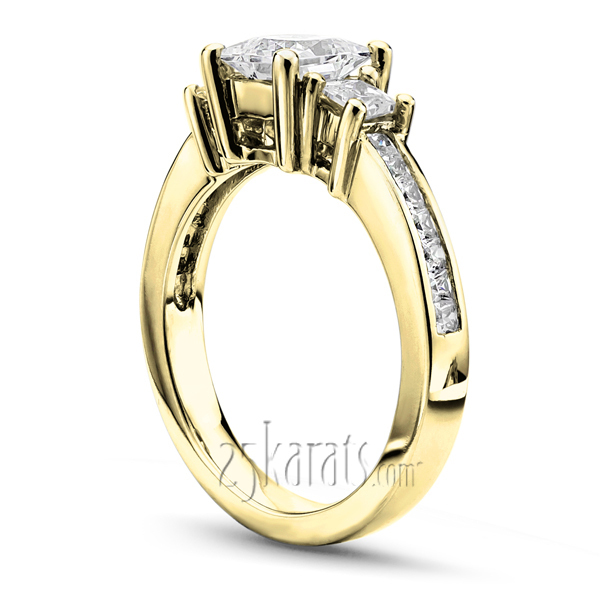 14K white gold Three Stone Princess Diamond Engagement Ring (1.80 t.c.w.) - alternate view 4