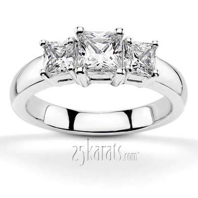 Three Stone Princess Cut Diamond Bridal Ring (0.54 t.c.w.)