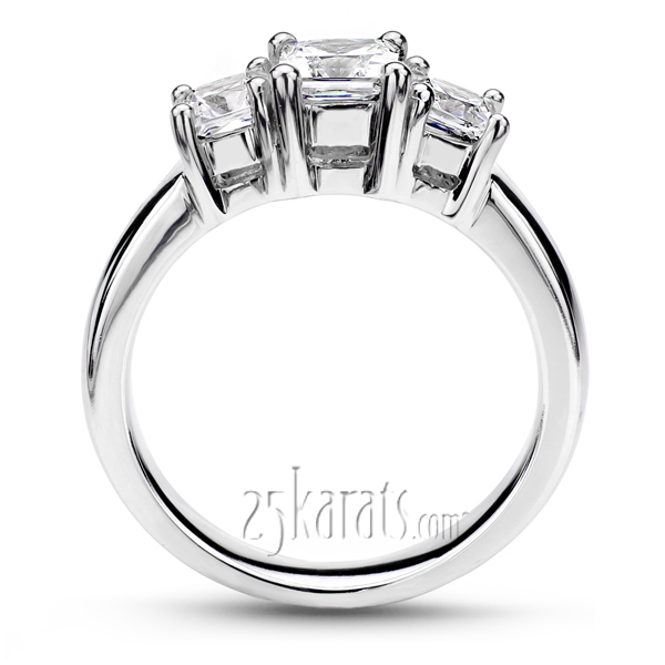 18K white gold Three Stone Princess Cut Diamond Bridal Ring (0.54 t.c.w.) - alternate view 3