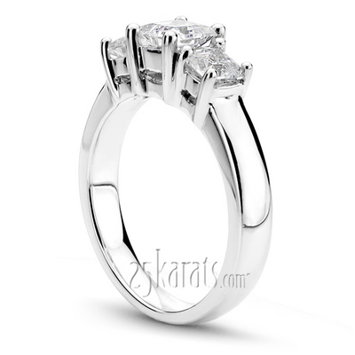 Three Stone Princess Cut Diamond Bridal Ring (1.00 t.c.w.) thumbnail 2