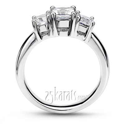 Three Stone Princess Cut Diamond Bridal Ring (1.00 t.c.w.) thumbnail 3
