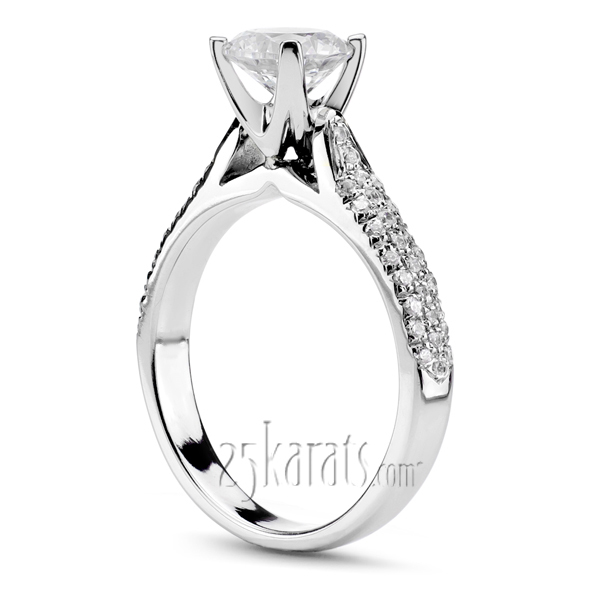 14K white gold Cathedral Pave Set Engagement Ring (0.31 ct. tw.) - main view