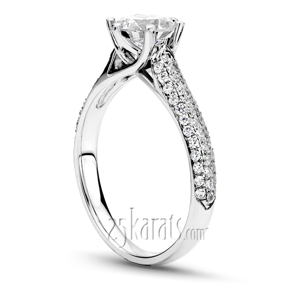 14K white gold Trellis Center Micro Pave Engagement ring 2 - alternate view 2