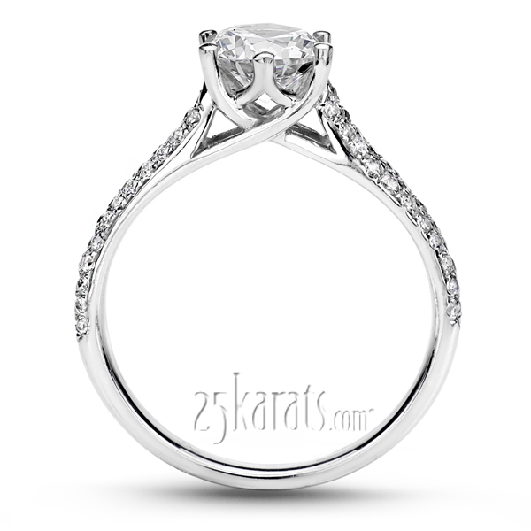 14K white gold Trellis Center Micro Pave Engagement ring 2 - alternate view 3