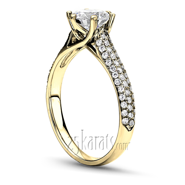 14K white gold Trellis Center Micro Pave Engagement ring 2 - alternate view 4