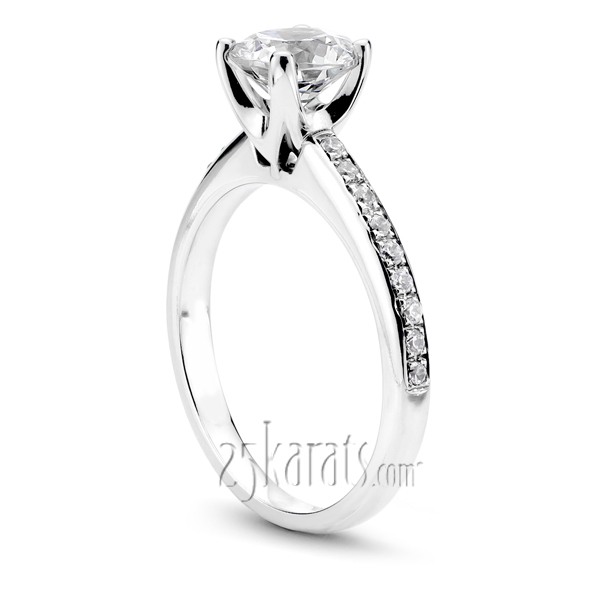 14K white gold Low Cathedral Pave Engagement Ring (0.27 ct. tw.) - main view
