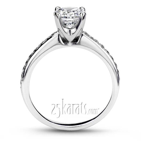 14K white gold Low Cathedral Pave Engagement Ring (0.27 ct. tw.) - alternate view 2
