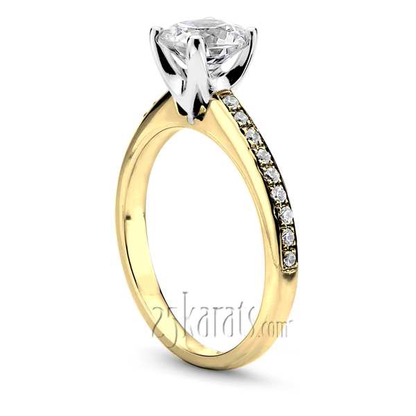 14K white gold Low Cathedral Pave Engagement Ring (0.27 ct. tw.) - alternate view 3