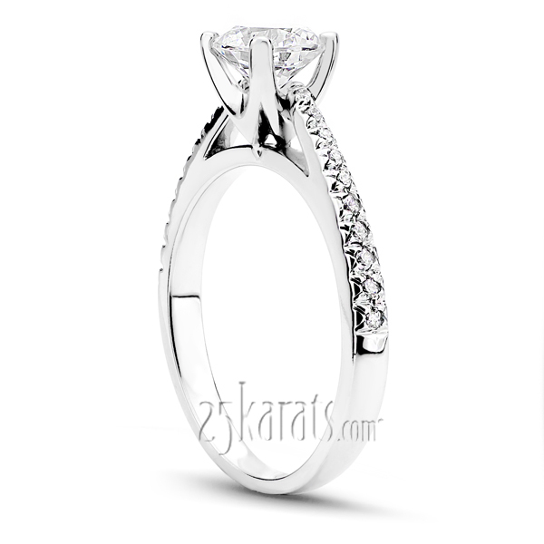 14K white gold Classic Pave Set Cathedral Diamond Engagement Ring (0.17 ct. tw.) - main view