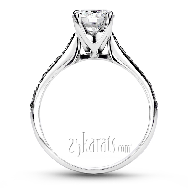 14K white gold Low Cathedral Pave Engagement Ring(1/4 ct. tw.) - alternate view 2